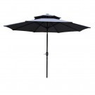 Градински чадър с двоен покрив ZRU012-A тъмносив / черен 270см 