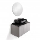 Комплект LED огледало и долен шкаф с черен керамичен умивалник Донатела SP-06