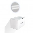 Комплект LED огледало и долен шкаф с бял стъклен умивалник Алегра SP-08