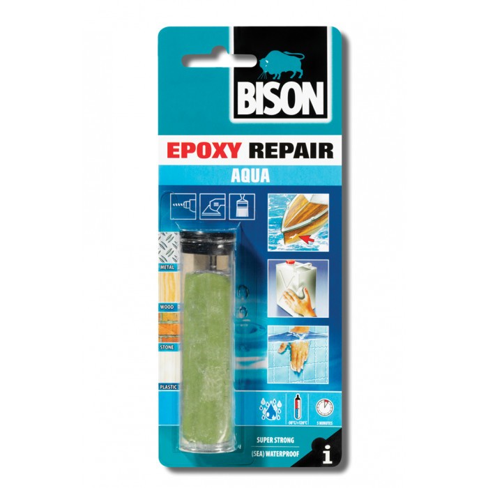 Двукомпонентна епоксидна смес / стомана за водна среда Bison Epoxy Repair Aqua 56 гр / блистер