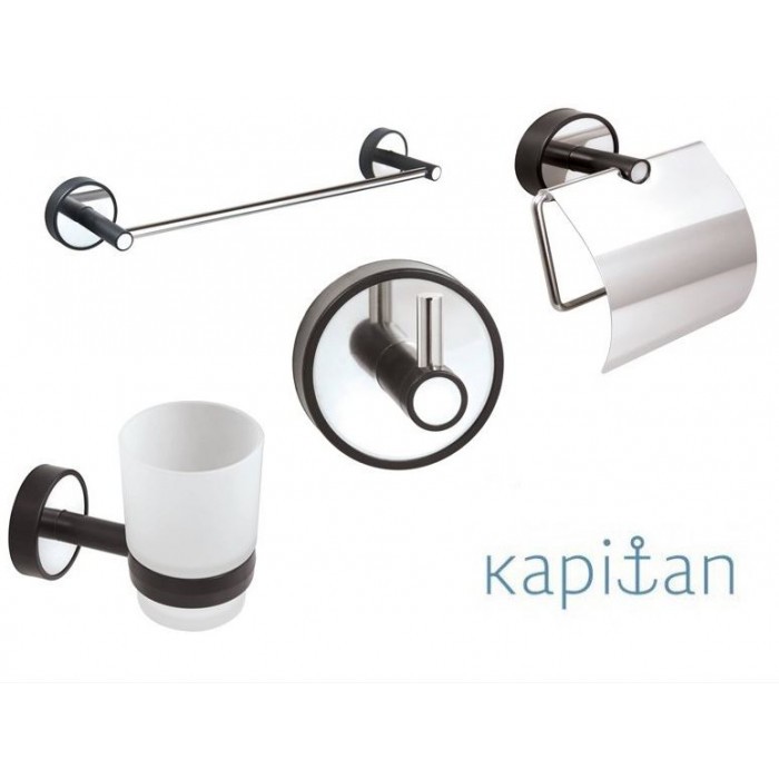 Комплект аксесоари за баня 4 части Kapitan Optimo черно
