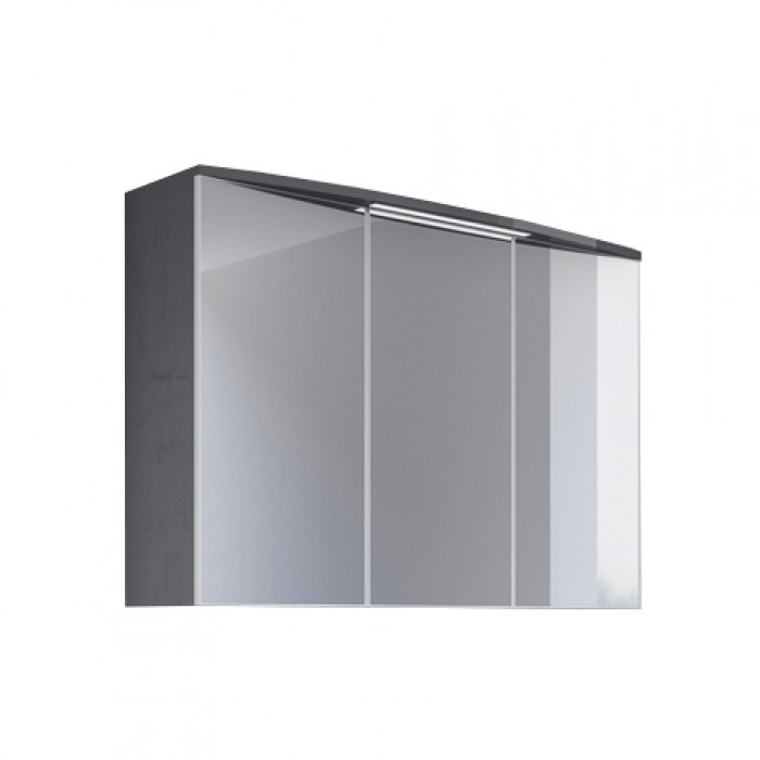 Горен шкаф за баня с огледало и LED осветление Orka Urla/Grey Lacquer 90см