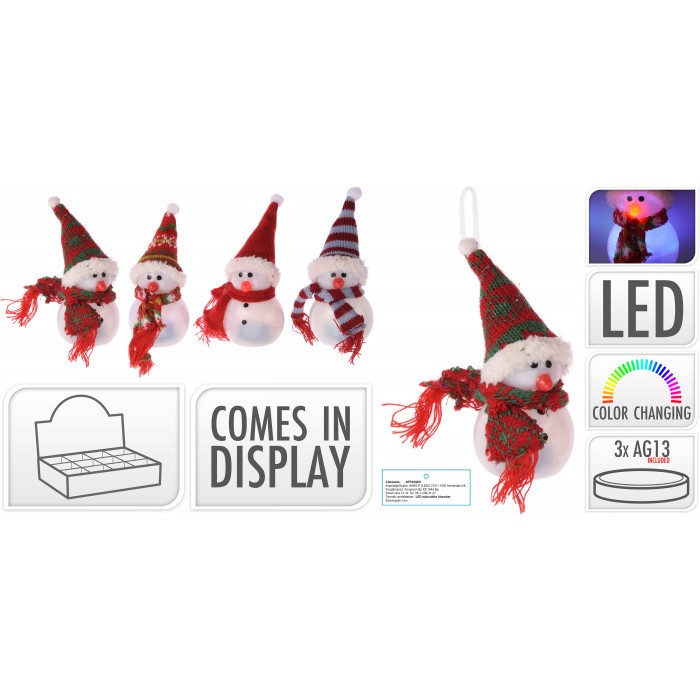 Коледен светещ LED снежен човек / полипропилен RGB APF463001