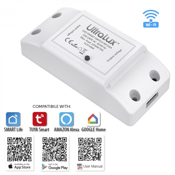 Wi-Fi Smart switch ключ UltraLux 10А 2200W 220-240V AC