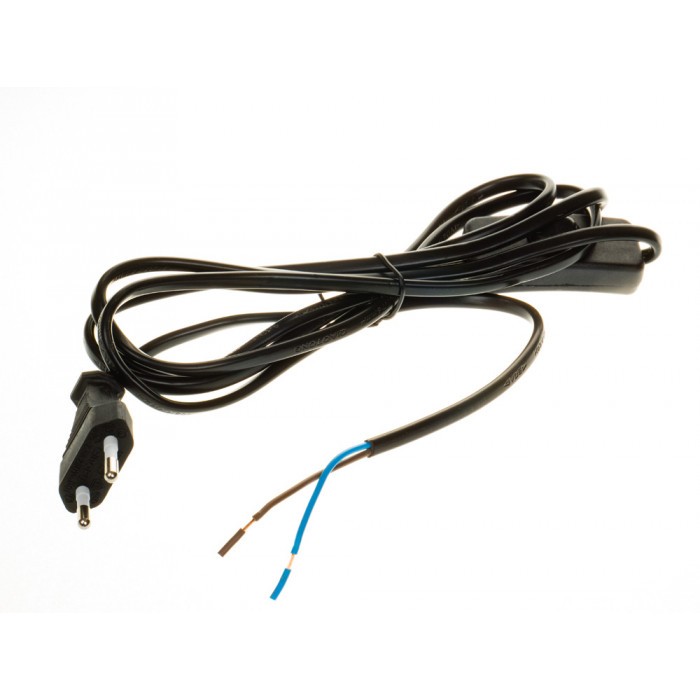 Захранващ кабел с щепсел и ключ / черен