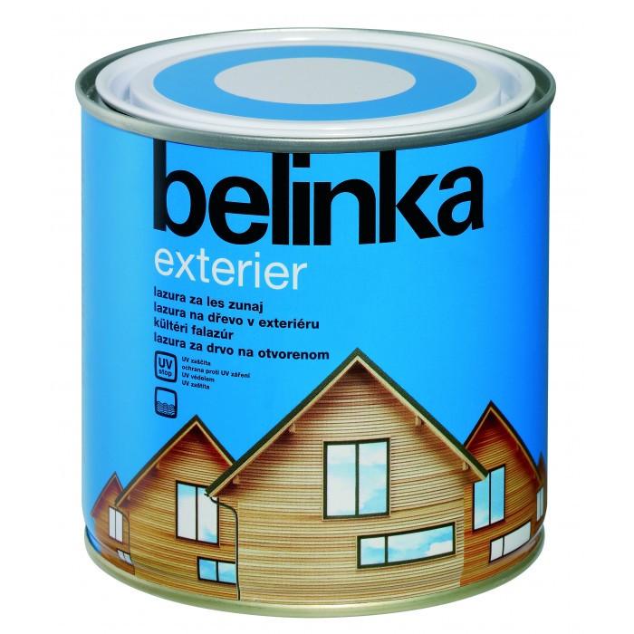 Лазурен лак на водна база за дърво Belinka Exterier жълта горчица 0,75 л