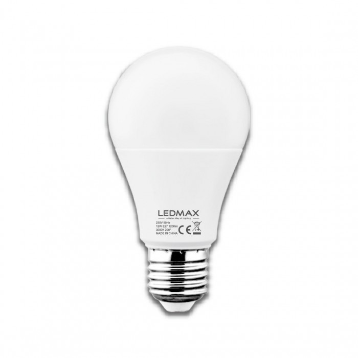 LED крушка LEDMax Е27 12W 3000K A60 CE/EMC