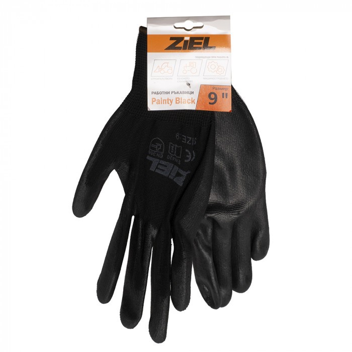 Работни ръкавици Ziel Painty Black черни размер 9