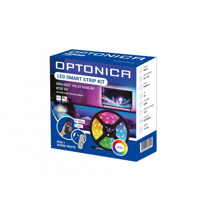 Комплект Smart 60 LED RGB + WW лента Optonica с WiFi контролер и дистанционно 5V