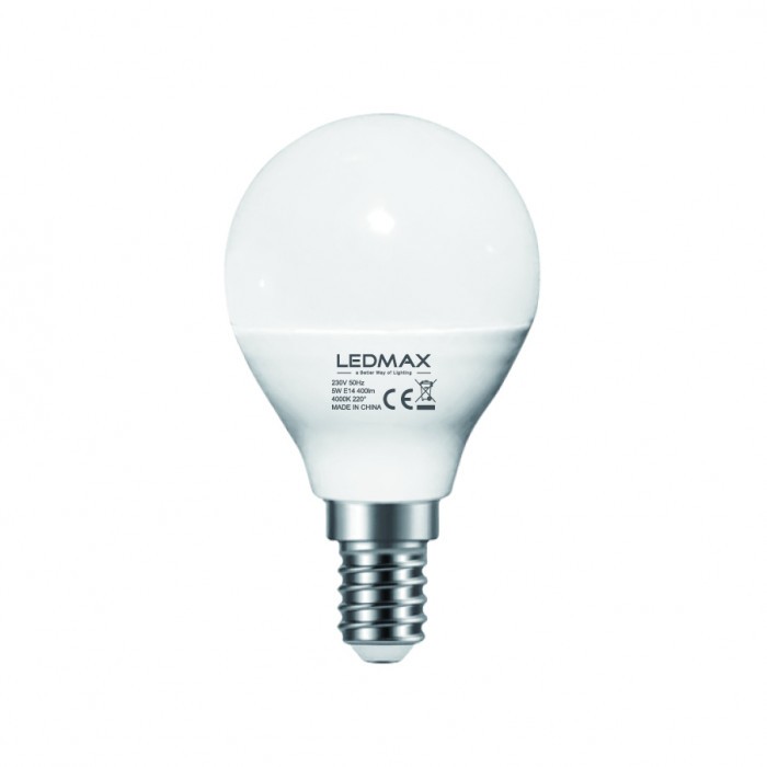 LED крушка LEDMax Е14 5W 4000K G45 CE/EMC