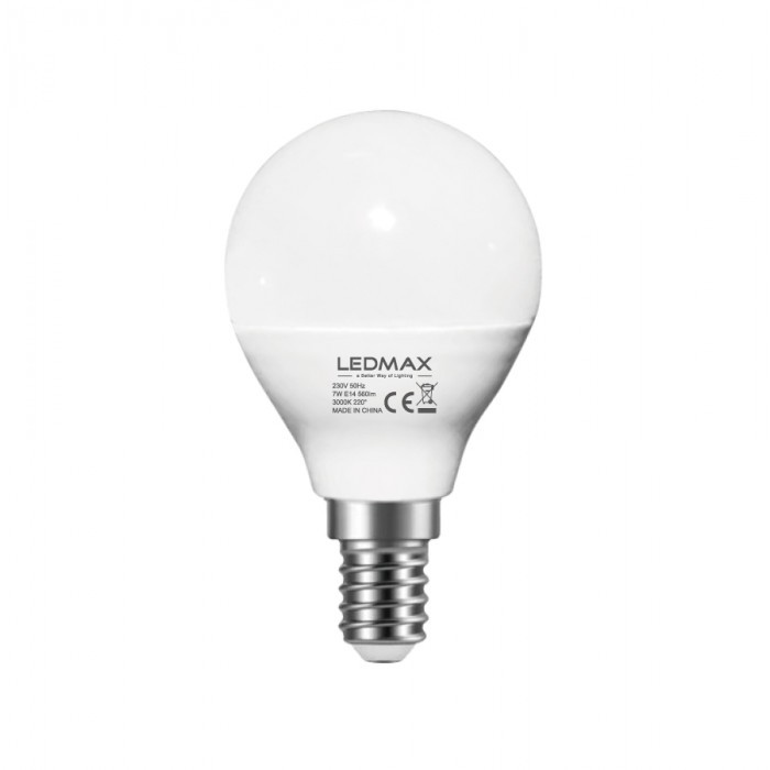 LED крушка LEDMax Е14 7W 3000K G45 CE/EMC