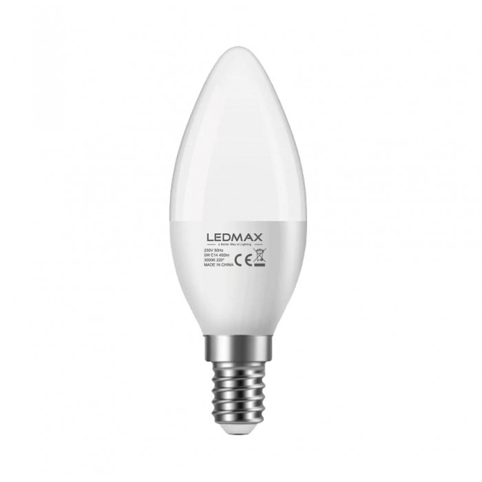 LED крушка LEDMax Е14 5W 3000K C37 CE/EMC