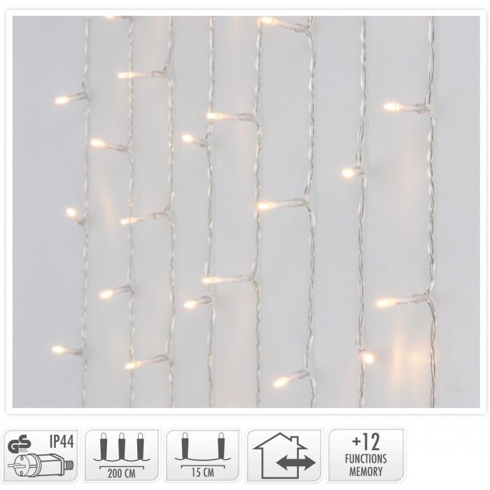Коледна светлинна завеса 240 LED топла бяла светлина IP44 200см